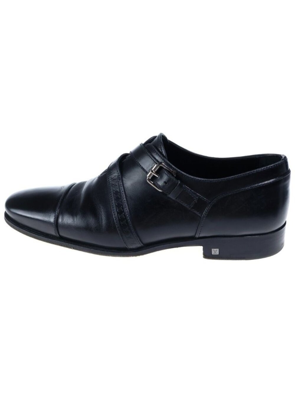 Louis Vuitton Monk Strap Business Shoes Leather Black